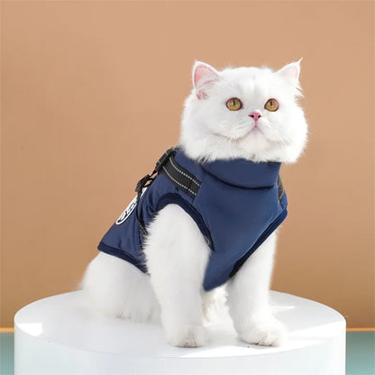 Thick and Warm Waterproof Pet Clothes Dog and Cat Cotton Coats Winter Chest and Back Cat Cotton Vests Dog Supplies