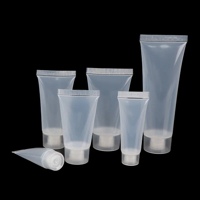 5pcs Squeeze Lotion Container Refillable Bottle Travel Pack Empty Matte Clear Tube Cosmetic Cream Lotion Shampoo Bath Beauty Trend Shop