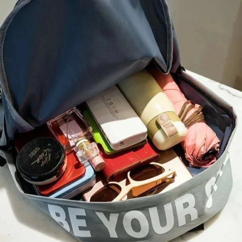 Fashion trend backpack backpack for men and women junior high school high school student bag large capacity korean version of th Beauty World Shop