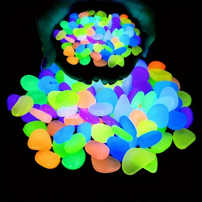 100pcs Glow In The Dark Pebbles, Resin Luminous Stones For Landscape, Garden Paths, Potted Plants, Parks, Aquarium Decor, Beauty World Shop