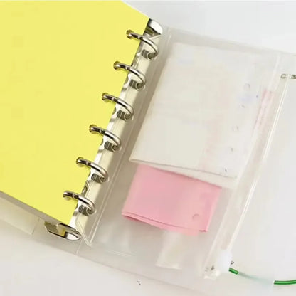 10Pcs  A5 A6 A7 Binder Pocket Binder Zipper Folders for 6 Ring Notebook Divider Page Waterproof PVC Leaf Document Filing Bag Beauty World Shop