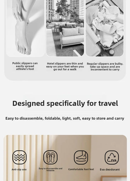 Foldable Travel Slippers Unisex EVA Flip Flops Hotel Non Slip Bathroom Indoor Outdoor Portable Lightweight Comfortable Beauty World Shop