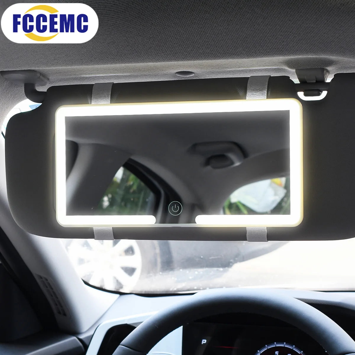 Fccemc Car Sun Visor Makeup Mirror LED Touch Screen Adjustable Brightness Auto Interior Makeup HD Mirror Charging Vanity Mirror Beauty World Shop