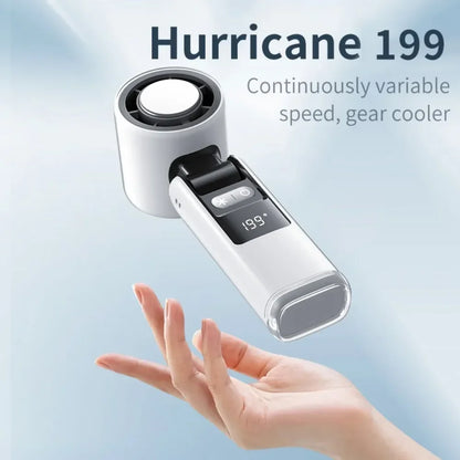 Handheld Portable Fan with Ice Cooler 4000mAh Rechargeable Pocket Fans Foldable Design LED Display 1-199-Speed Wind Cooling Fan