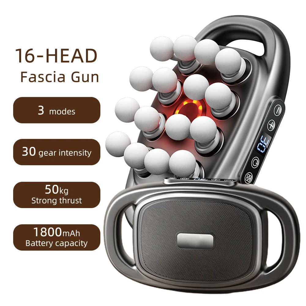 42-Heads Fascia Gun High-Frequency Vibration Body Massage Gun Back and Waist Massager Neck Shoulder Massager Muscle masajeador Beauty World Shop