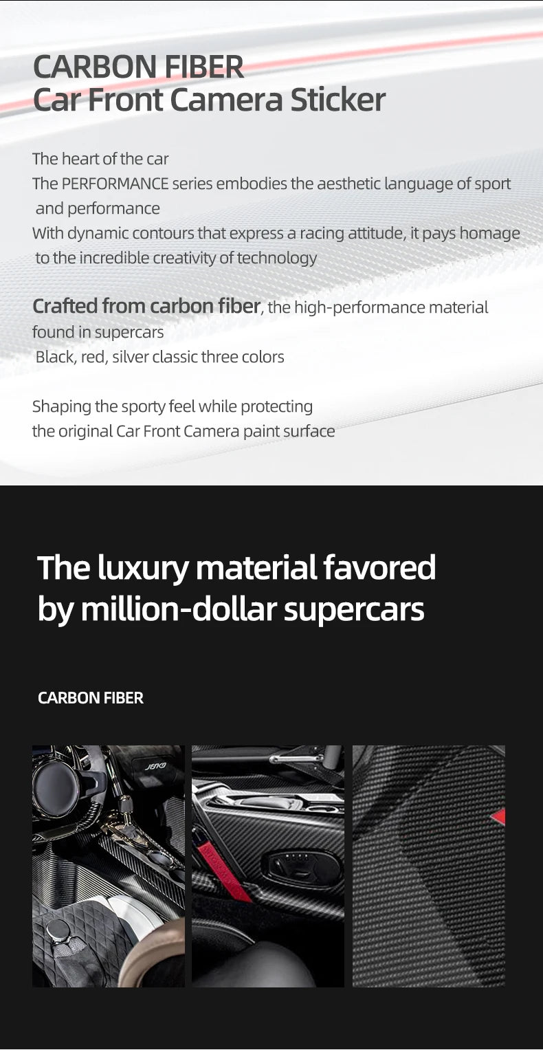 For Tesla Model Y Juniper 2025- Carbon Fiber Car Styling Head Front Camera Protector Stickers Trim Auto Decoration Accessories Beauty World Shop