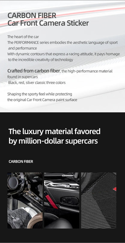 For Tesla Model Y Juniper 2025- Carbon Fiber Car Styling Head Front Camera Protector Stickers Trim Auto Decoration Accessories Beauty World Shop