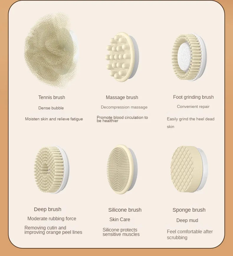 Electric Bath Brushes Bath and Body Works Silicone Body Scrubber Waterproof IPX7 Scrubber Brushes Back Long Handle Back Brushes