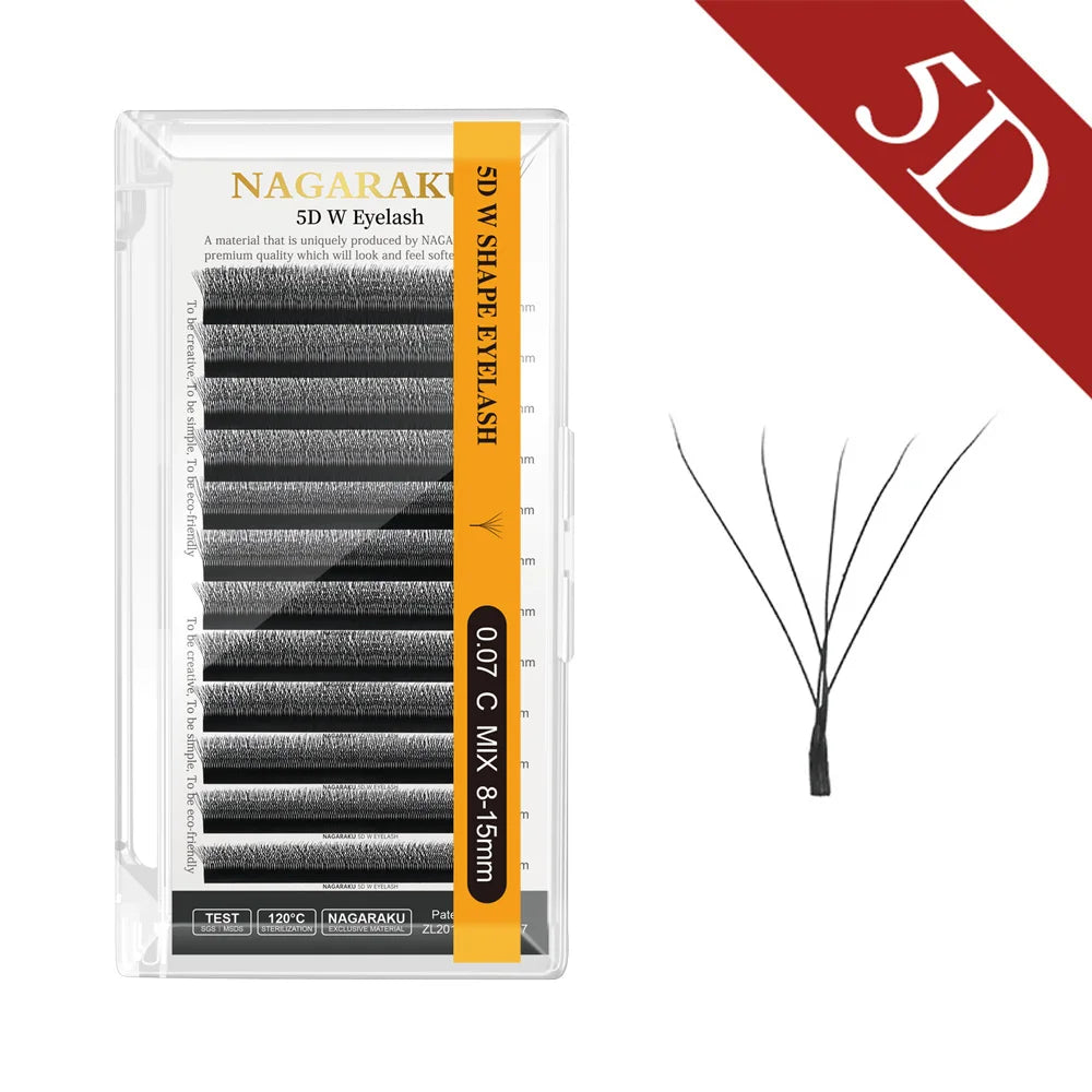 NAGARAKU Automatic Flowering W Shape Bloom 3D 4D 5D 6D 7D 8D Premade Fans Speed Eyelash Extensions Natural Soft Light Full Dense Beauty Fashion