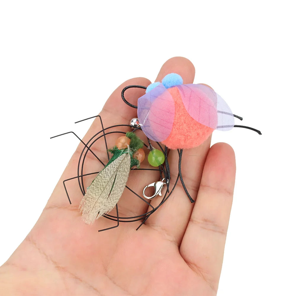 5pcs Small Replacement Head Fly Insect Cat Toy Accessories Funny Teaser Stick Interactive Wand Feather Bug Pet Toy Beauty World Shop