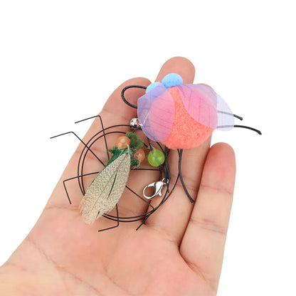 5pcs Small Replacement Head Fly Insect Cat Toy Accessories Funny Teaser Stick Interactive Wand Feather Bug Pet Toy Beauty World Shop