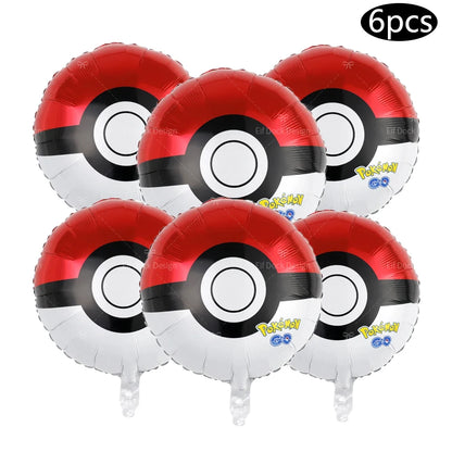 1set Cartoon Pokemon Pikachu Theme Foil Balloons Set Red Black Latex Balloon Kids Birthday Baby Shower Party Decora Supplies Beauty World Shop