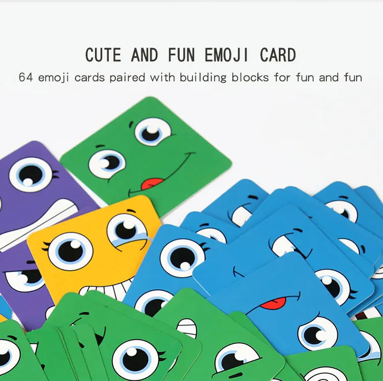 Kids Emotions Expression Game Wooden Cube Face Changing Board Cartoon Puzzle Toy Montessori Thinking Challenge Games Beauty Fashion