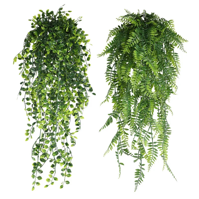 90cm Persian fern Leaves Vines Home Room Decor Hanging Artificial Plant Plastic Leaf Grass Wedding Party Wall Balcony Decoration Beauty World Shop