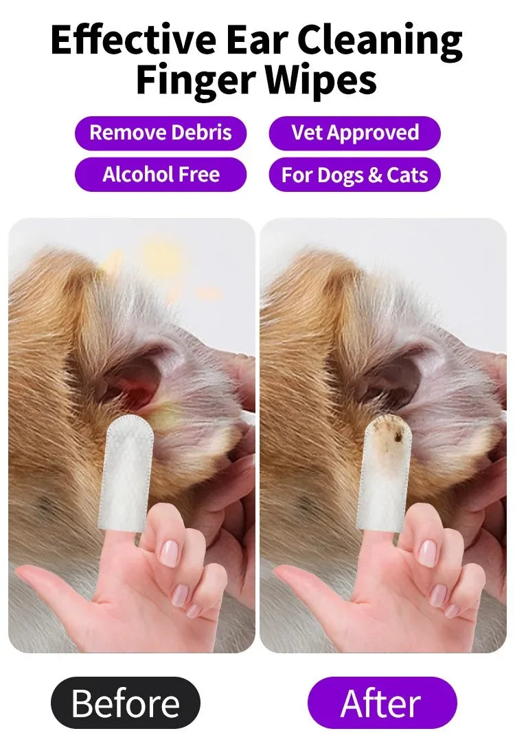 50 PCS Pet Cleaning Products  Ear Cleaning Wipes  Ear Care Fingertips  Ear Mite Removal  Cat and Dog Ear Cleaning Pet Products Beauty World Shop