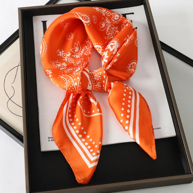 Luxury Brand Silk Square Paisley Scarf Women Satin Neck Hair Tie Band Soft Bandana Neckerchife 2025 Hijab Head Female Foulard Beauty World Shop