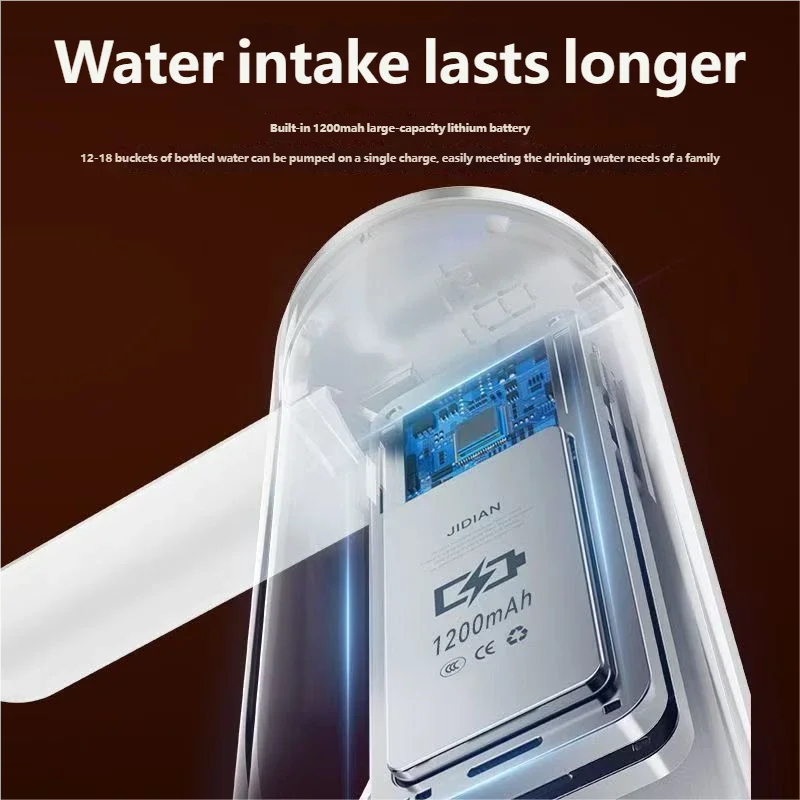 HOMEFISH Electric Water Bottle Pump 1200mAh Type C Rechargeable with LED Display Automatic Touch Button 3 Quantitative Settings Beauty World Shop