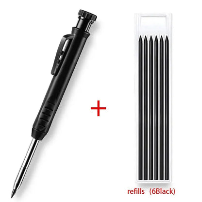 Solid Carpenter Pencil With Refill Lead And Built-in Sharpener For Deep Hole Mechanical Pencil Scribing Marking Woodworking Tool Beauty World Shop