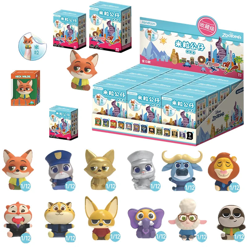 JANDOOM Disney Zootopia Judy Hopps Nick Wilde Bogo Clawhauser Anime Figur Model Rice Grain Doll Blind Box Toys Birthday Gifts Beauty World Shop