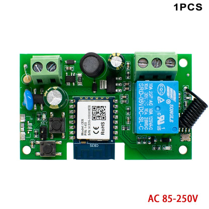 Tuya WIFI Smart Garage Gate Electric Door Access Motor Switch DC 12V 24V 32V AC 220V 1/2CH Pulse Relay Module RF433 Remote Alexa Beauty World Shop