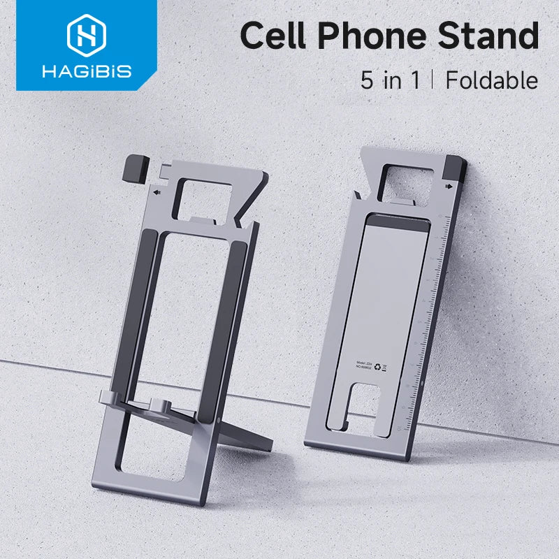 Hagibis Cell Phone Desktop Holder Foldable Metal Phone Stand 5 in 1 Creative bottle opener for iPhone 15/16/17 Pro Max Samsung Beauty World Shop