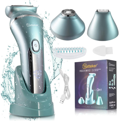 Hatteker 2-in-1 Epilator Hair Remover Leg Body Portable Lady Shaver Hair Removal Tool Underarms Facial Clipper for Women IPX7 Beauty World Shop