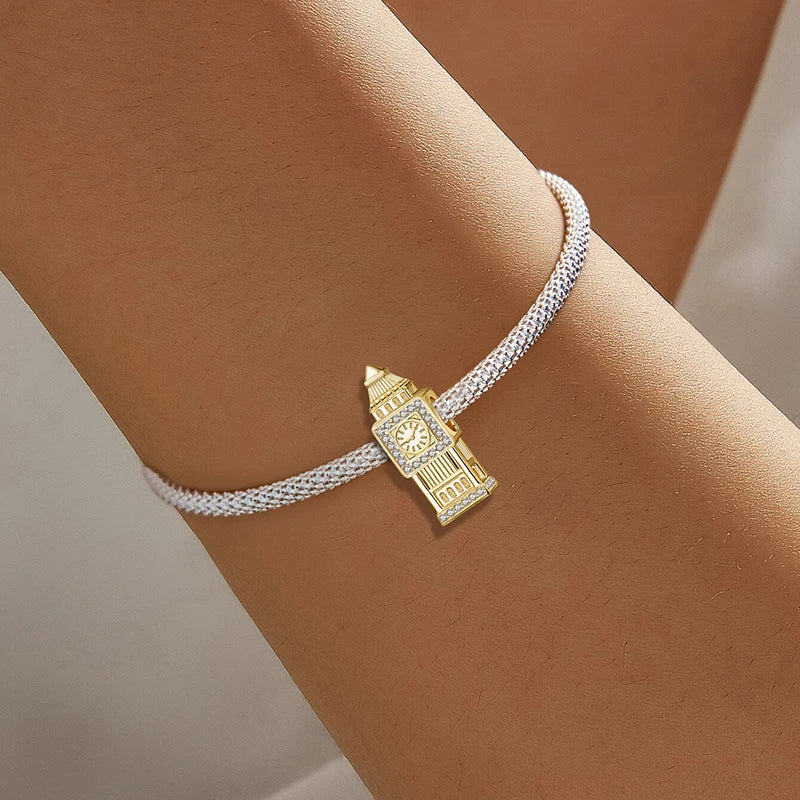 Shecharms 925 Sterling Silver Love Heart Firefly Golden Series Charms Fit DIY Making Bracelet Necklace High Quality Fine Jewelry Beauty World Shop