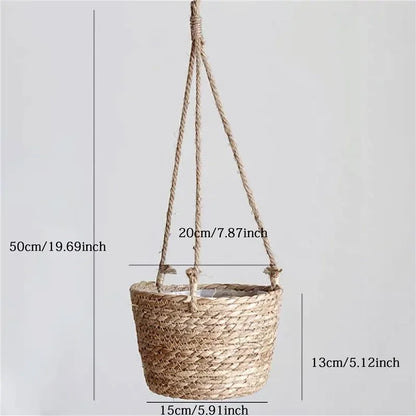 Garden Hanging Planter Macrame Plant Storage Basket Jute Rope Woven Indoor Outdoor Flower Pot Holder Plant Hangers Home Decor Beauty Trend Shop