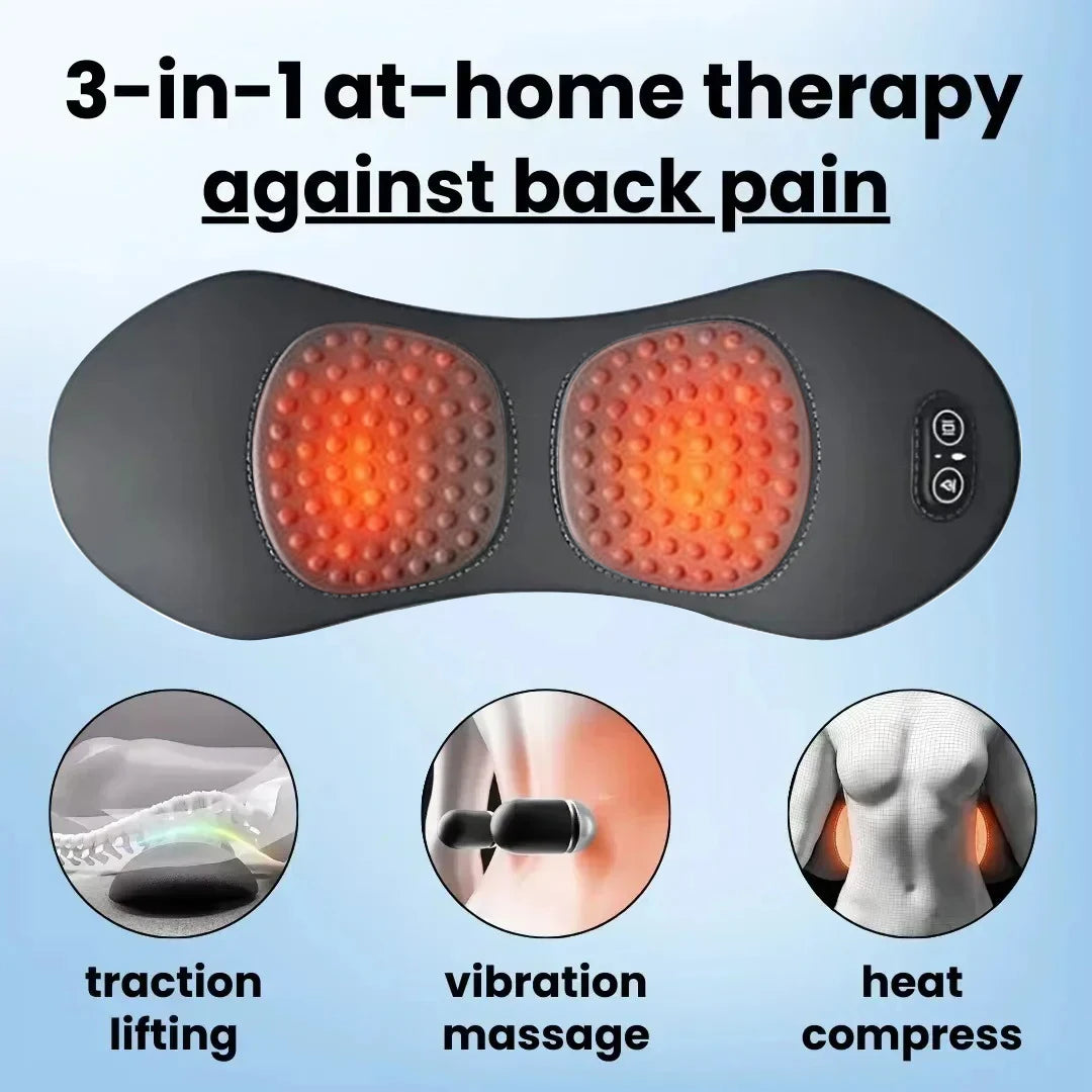 Heating Vibration Massage Pillow Electric Lumbar Support Pad Bed Sleeping Waist Protection Cushion Lying Flat Waist Pain Relief Beauty World Shop
