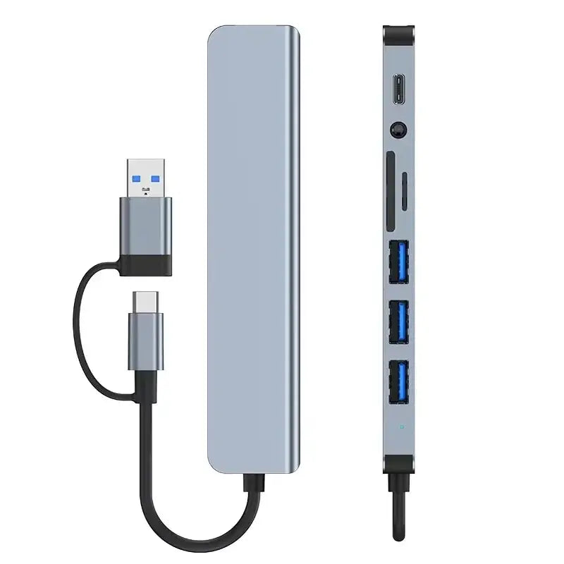 8 In 2 USB HUB With Splitter Card Reader, USB C Port, USB 3.0 / 2.0, SD/TF Splitter Card Reader, Docking Station Beauty World Shop