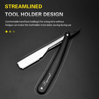 Professional Manual Shaver Straight Edge Stainless Steel Sharp Barber Razor Folding Shaving Beard Cutter with 1/10/20 pcs Blades Beauty World Shop