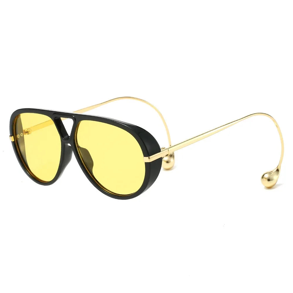 2025 European and American Fashion Sunglasses Male Pilot Double Beam Large Frame Metal New Sunglasses Female Beauty World Shop