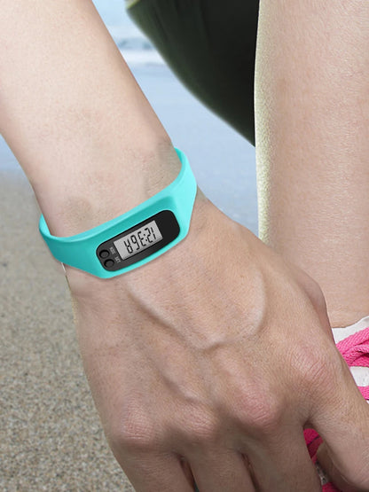 LED Pedometer Bracelet Walking Running Pedometer 12/24H Time Display Silicone Step Tracker Fitness Watch for Outdoor Sports Beauty World Shop