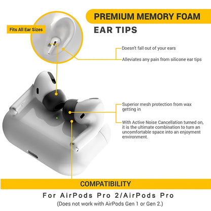 For Apple AirPods Pro 2 Ear Tips Memory Foam Tips Anti Slip Earbuds Ear Cushion Replacement Earphone Ear pads Small Medium Large