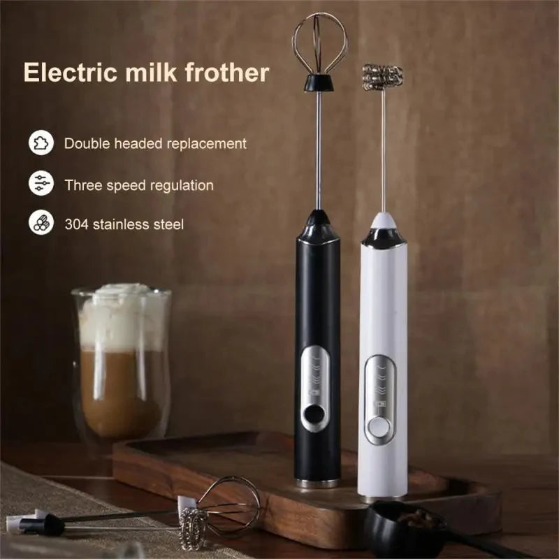 Handheld Double Stick Wireless Whisk Custard Foamer Mini Portable Blender Coffee Milk Three Speed Control Egg White Whipped USB Beauty World Shop