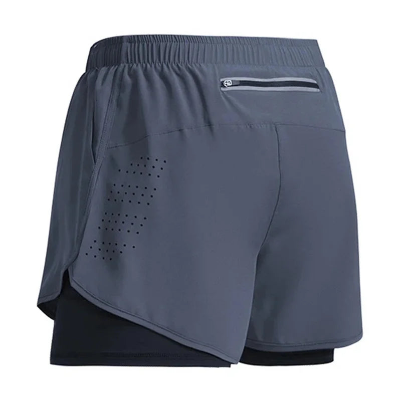 NEW Sport Shorts Men Sportswear 2 In 1 Short Pants Double-deck Beach Bottoms Summer Gym Fitness Training Jogging Running Shorts Beauty World Shop