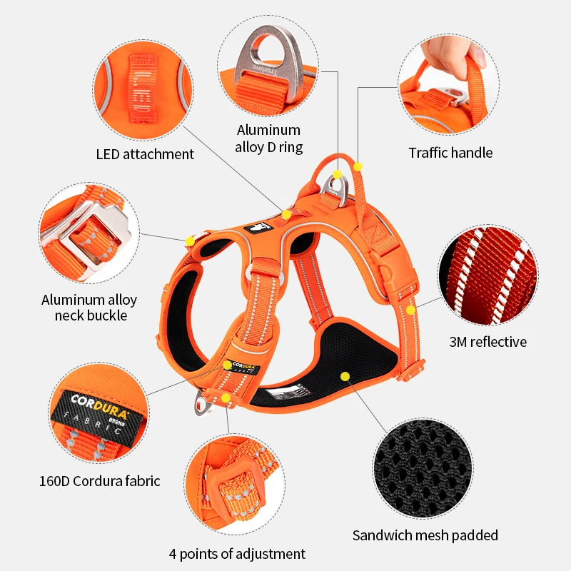 TRUE LOVE Pet Harness No Pull Nylon Reflective Dog Harness Adjustable Comfortable Control Step-in Brilliant Truelove TLH5654 Beauty World Shop