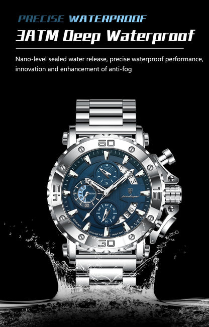 POEDAGAR Luxury Men's Watch Calendar Luminous Waterproof Man Clock Chronograph Stainless Steel Quartz Watches For Men Reloj Gift Beauty World Shop