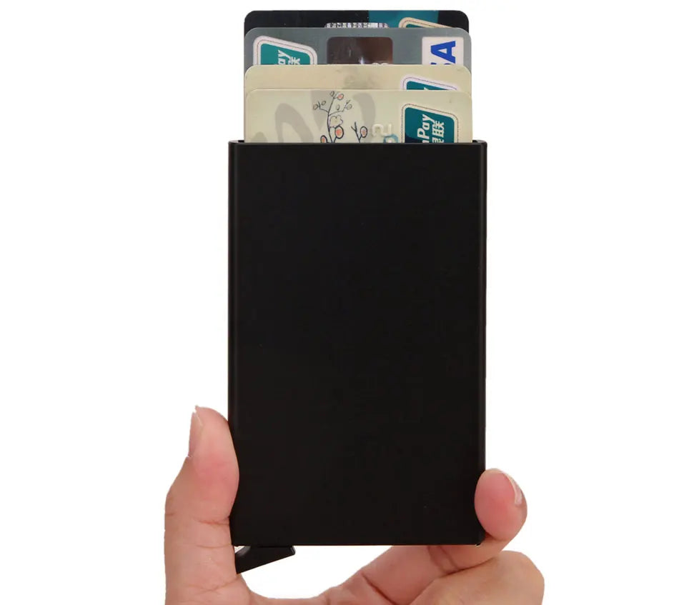Rfid Smart Wallet Card Holder Metal Thin Slim Men Women Wallets Pop Up Minimalist Wallet Small Black Purse Vallet Walets for Men Beauty World Shop