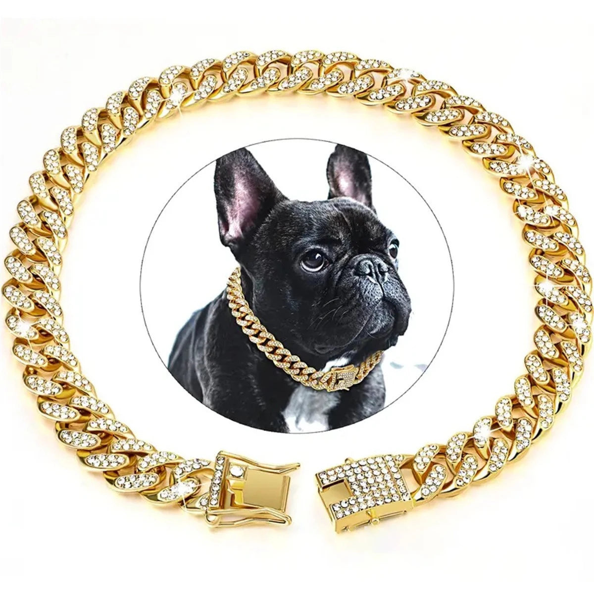New Style Pet Collar Necklace Cat Dog Full Diamond Cuban Chains Dog Chains Lock Buckle Gold Silver Rose Gold Pet Supplies Beauty World Shop