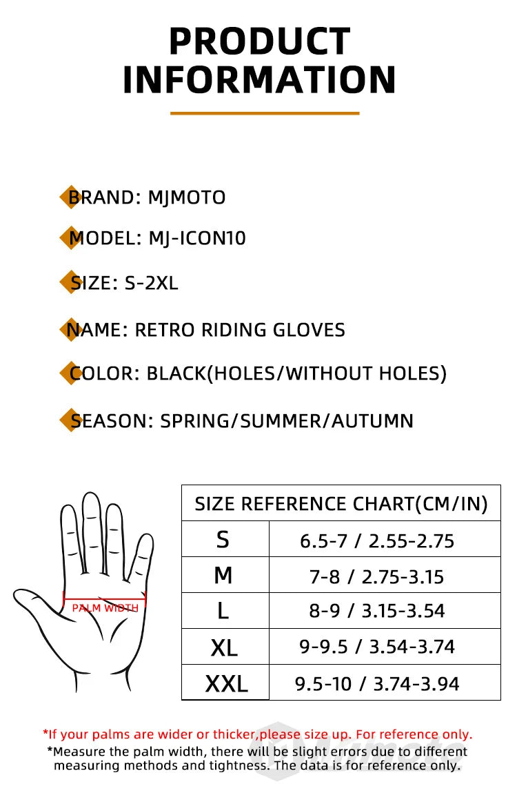 With CE Approved Summer Retro Perforated Leather Motorcycle Gloves Men Women Full Finger Motocross Dirt Biker Glove Guantes Moto Beauty World Shop