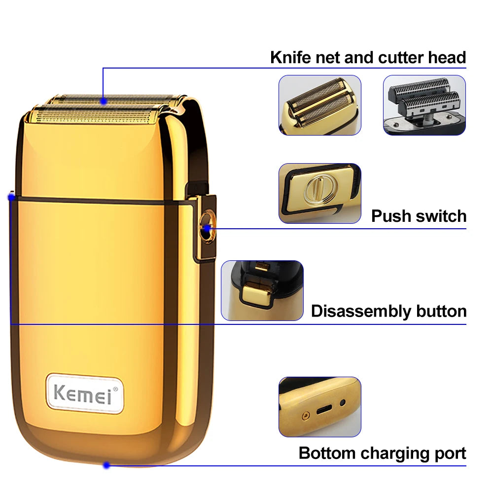 Kemei Tx1 Rechargeable Metal Housing Pro Electric Shaver For Men Hair Beard Electric Razor Bald Shaving Machine Finishing Fade Beauty World Shop