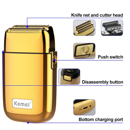 Kemei Tx1 Rechargeable Metal Housing Pro Electric Shaver For Men Hair Beard Electric Razor Bald Shaving Machine Finishing Fade Beauty World Shop