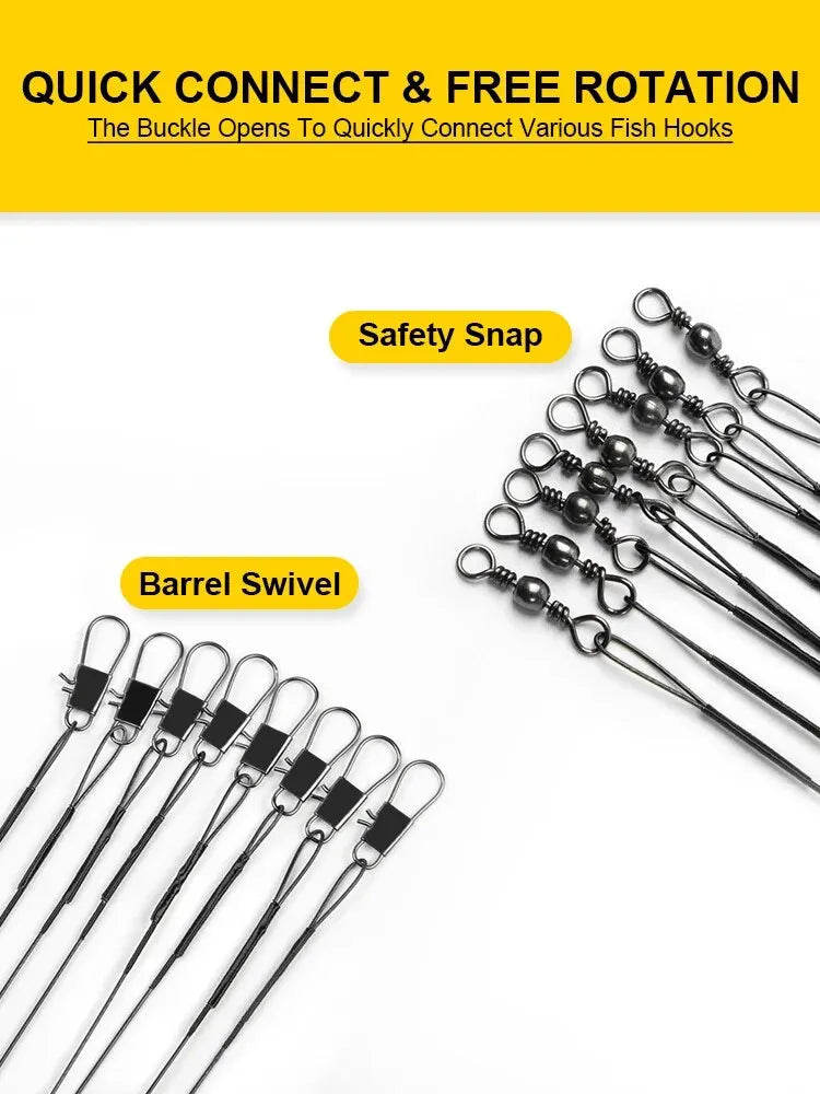 20PC Anti Bite Steel Fishing Line 15/20/25/30cm Steel Wire Leader With Swivel Fishing Accessory Fishing Wire Olta Leadcore Leash Beauty World Shop