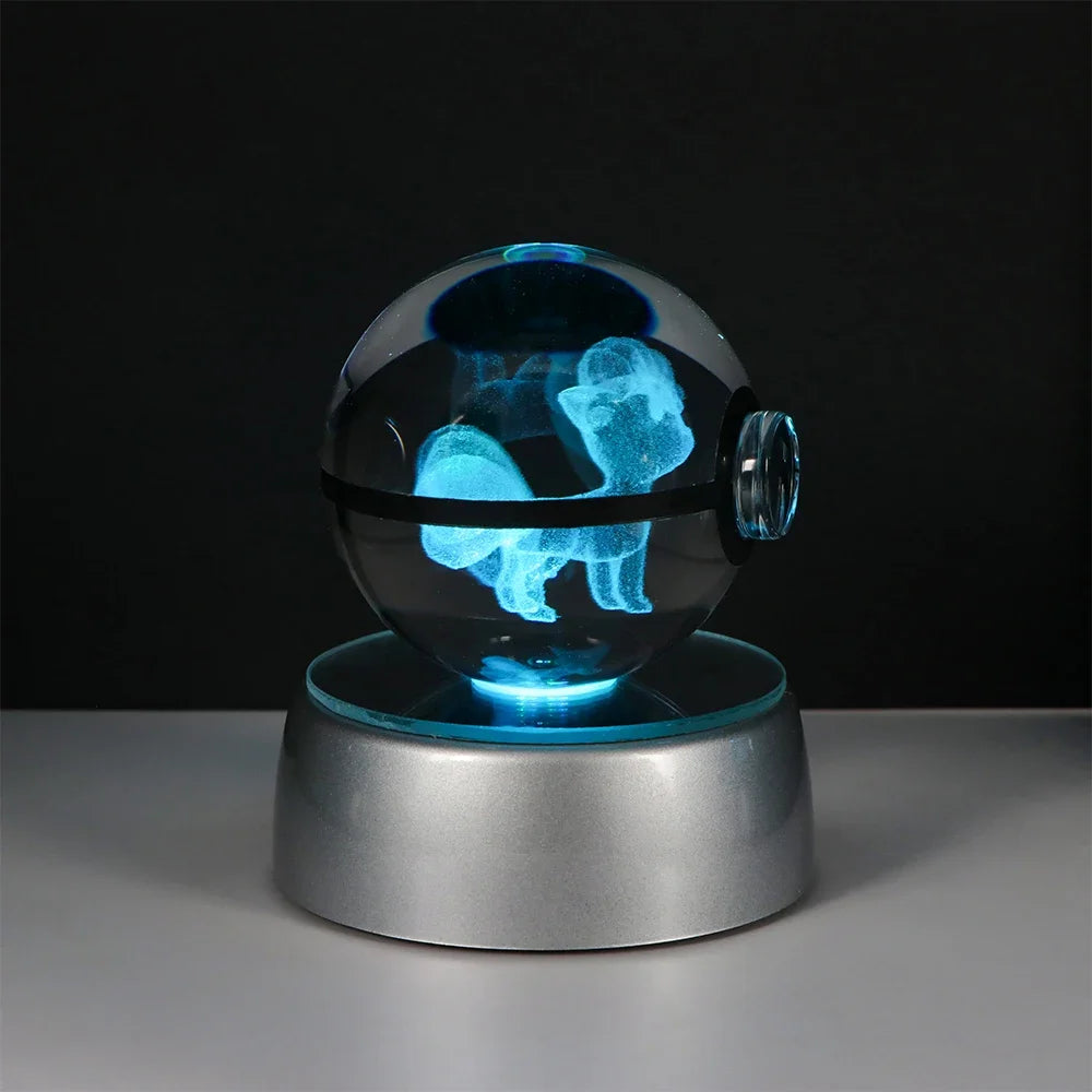 Pokemon Crystal Ball Pikachu Gengar Eevee Mewtwo Lacario Anime Game Pokeball Led Night Light Base Kids Birthday Gift Home Decor Beauty World Shop