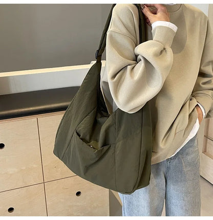 Trendy Women's Soft Cloth Shoulder Bag Solid Color Student 2026 Spring Y2k Casual Style Big Handbags Crossbody Bags for Women Beauty World Shop