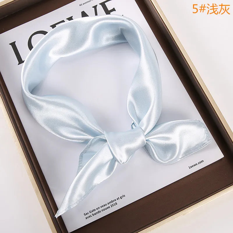 New Solid 60x60cm Square Scarf Single Imitation Silk Bright Light And Satin Performance Scarves Party Gift Beauty World Shop