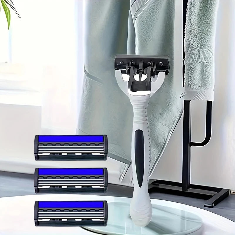 NEW Shaver Men Razor Shaving 3 Layer Stainless Blade Shaver Reusable Safety Razor Hair Removal Shaver Imported Blade Multi Tool Beauty World Shop