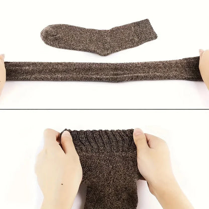 3/5 Pairs Men's Winter Warm Socks, Thick Towel Mid-Calf Socks, Anti-Cold Snow Boots Socks Elastic Solid Color Beauty World Shop