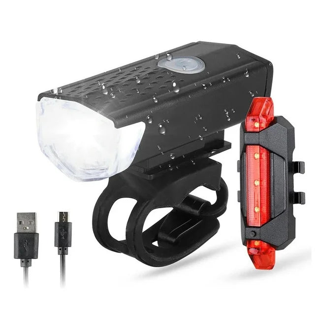 USB Rechargeable Bike Light Front Light Red Taillight Easy to Install 3 Modes Bicycle Accessories for the Bicycle Beauty World Shop